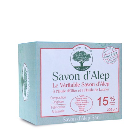 Savon d'Alep Traditionnel - 15 % d'Huile de Baie de Laurier (~200g)