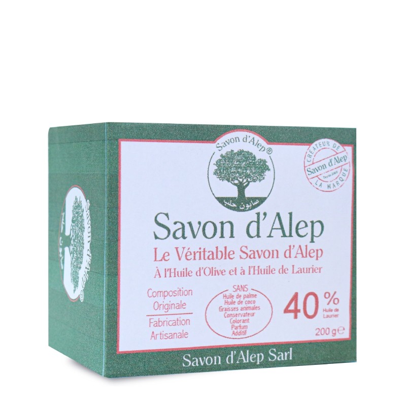 Savon d'Alep Traditionnel - 40 % d'Huile de Baie de Laurier (~200g)