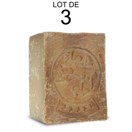 Lot de 3 Savon d'Alep Traditionnel en Vrac - 5 % d'Huile de Baie de Laurier (600g)